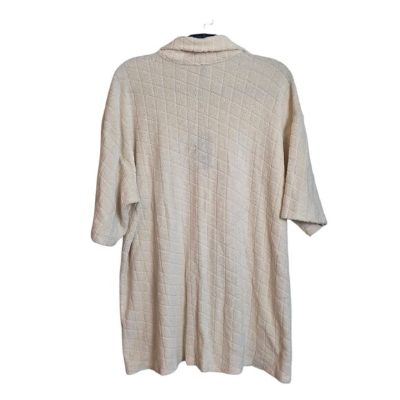 Monrow Women's Terry Cloth Button-Up Shirt Short Sleeves Oversize Ivory Small - Picture 3 of 14